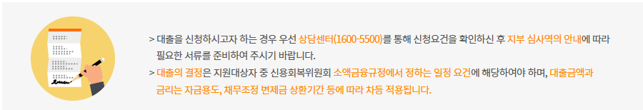 신용회복위원회 대구광역시 울타리론 조건 한도 신청방법