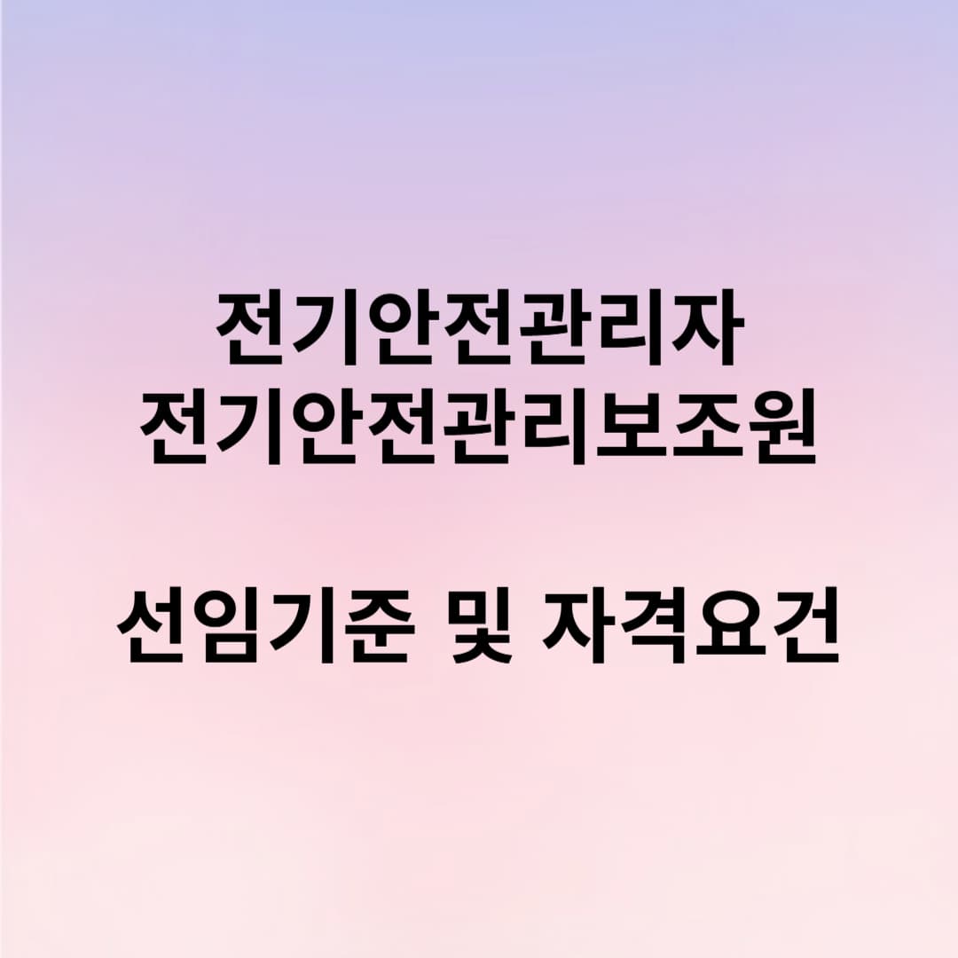 전기안전관리자 전기안전관리보조원 선임기준 및 자격요건