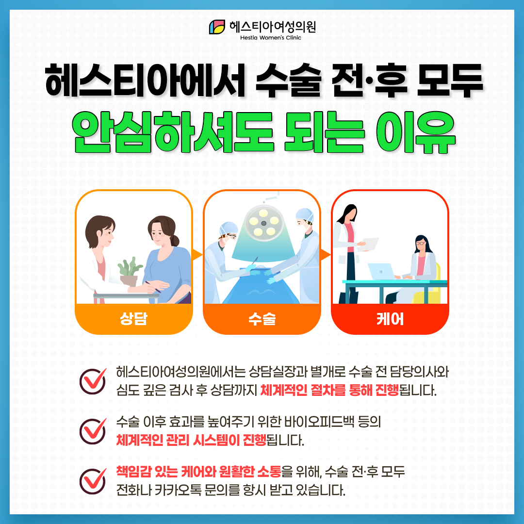 헤스티아에서 수술 전후 모두 안심하셔도 되는 이유