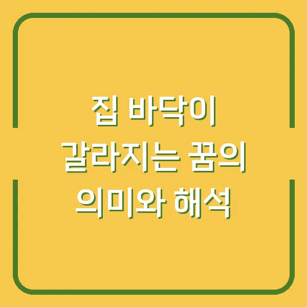 집 바닥이 갈라지는 꿈의 의미와 해석