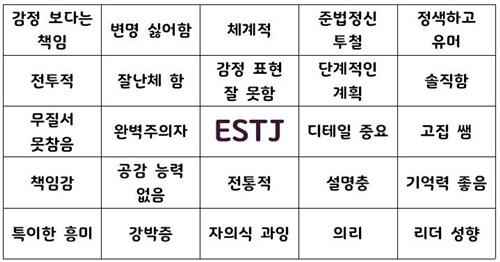 MBTI-ESTJ 성격 요약