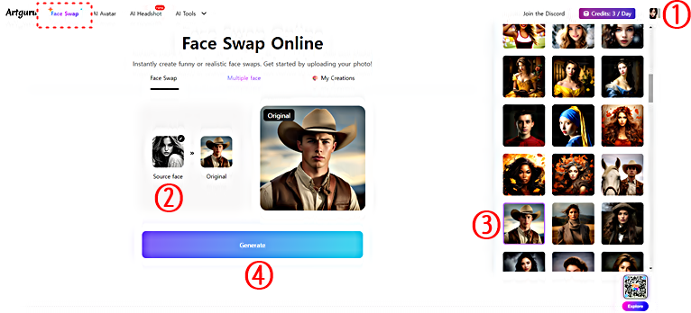 실시간 온라인 페이스 스왑(face swap) 절차