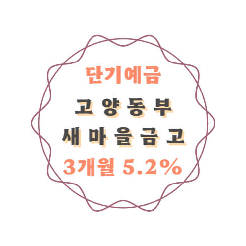  경기 고양동부새마을금고 특판 단기예금 3개월 금리 높은곳