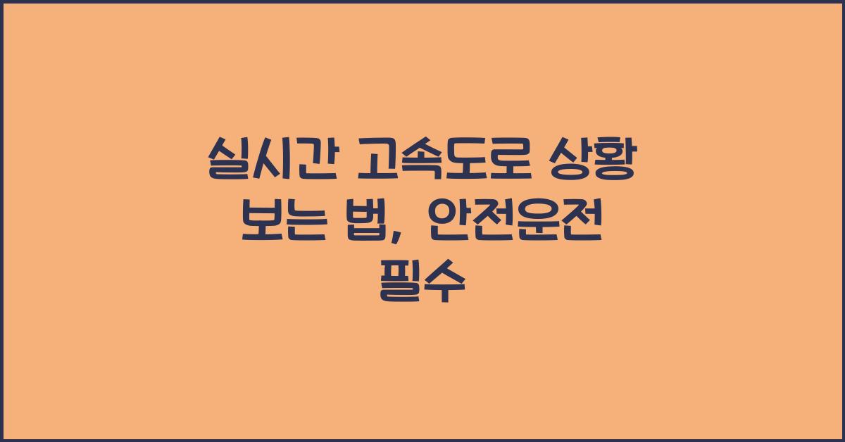 실시간 고속도로 상황 보는 법