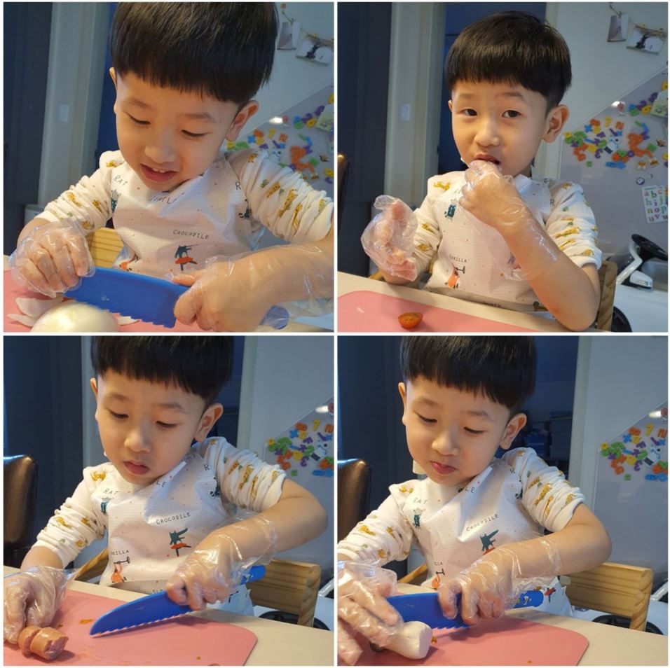  5살 아이 오감 놀이 피자식빵 만들기