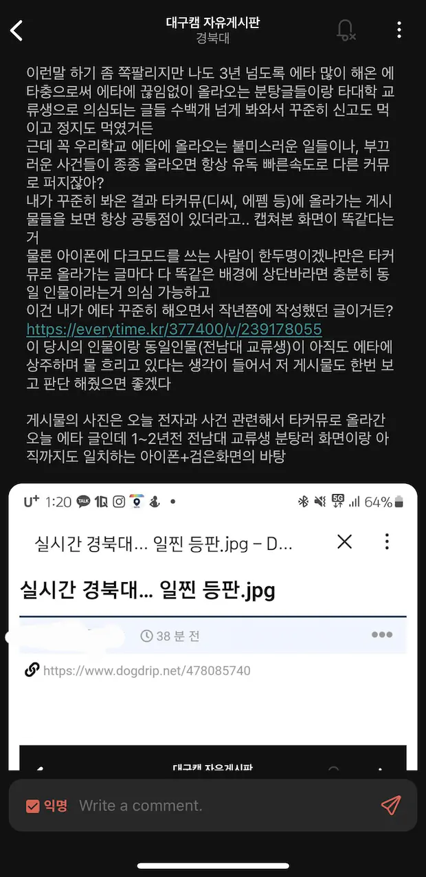 경북대 일진 사건 주작