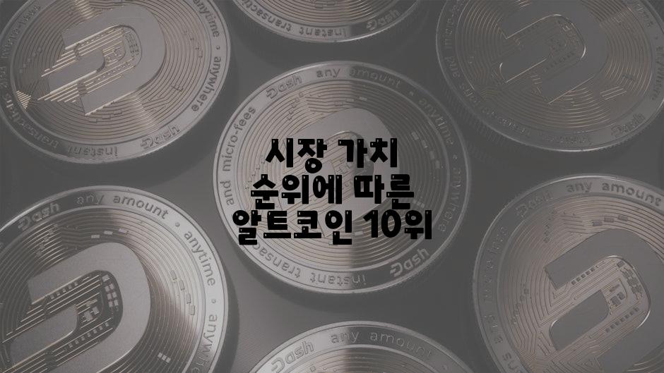 시장 가치 순위에 따른 알트코인 10위
