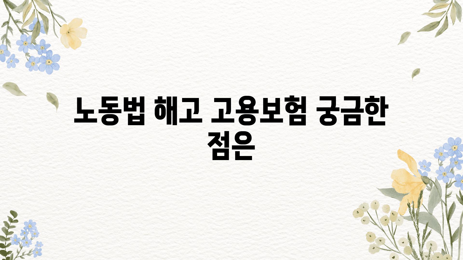 노동법 해고 고용보험 궁금한 점은