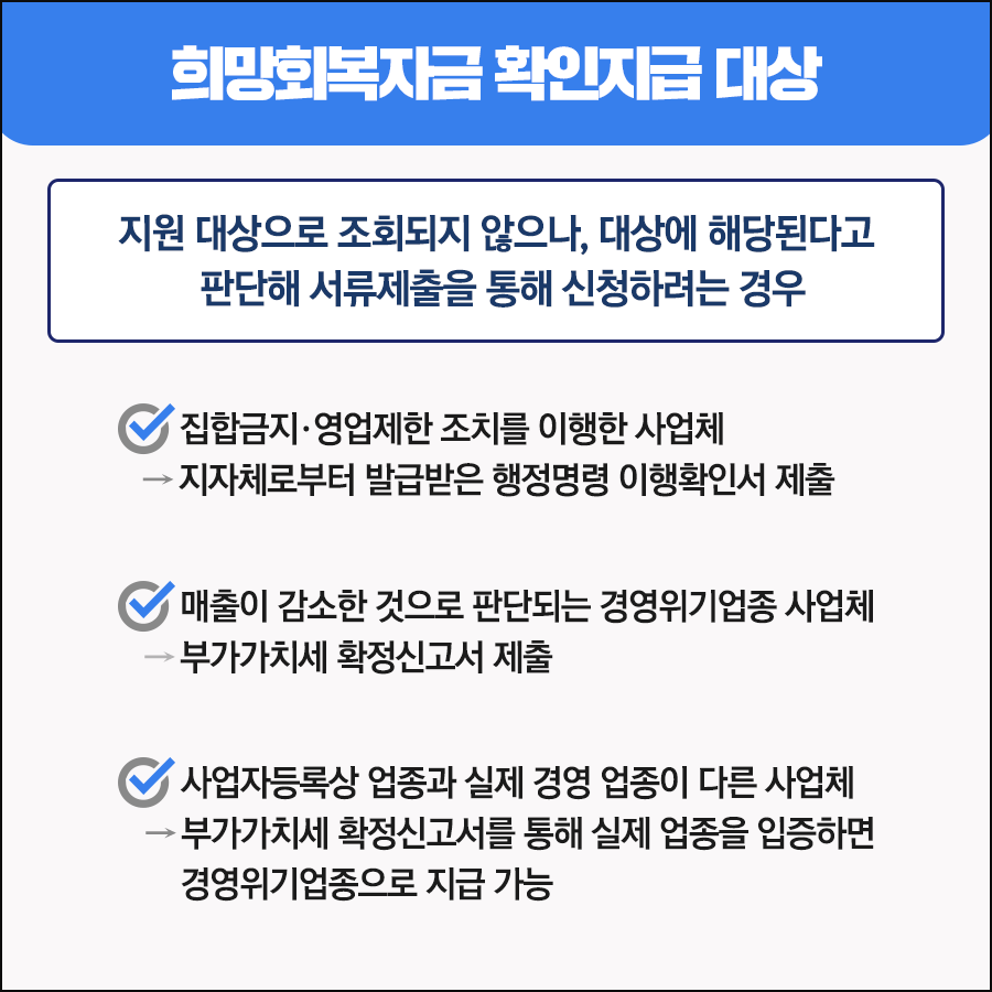 소상공인 희망회수자금 3차 확인납부 신청 안내