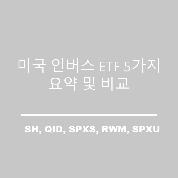  미국 인버스 ETF 5가지 요약 및 비교 (SH, QID, SPXS, RWM, SPXU)