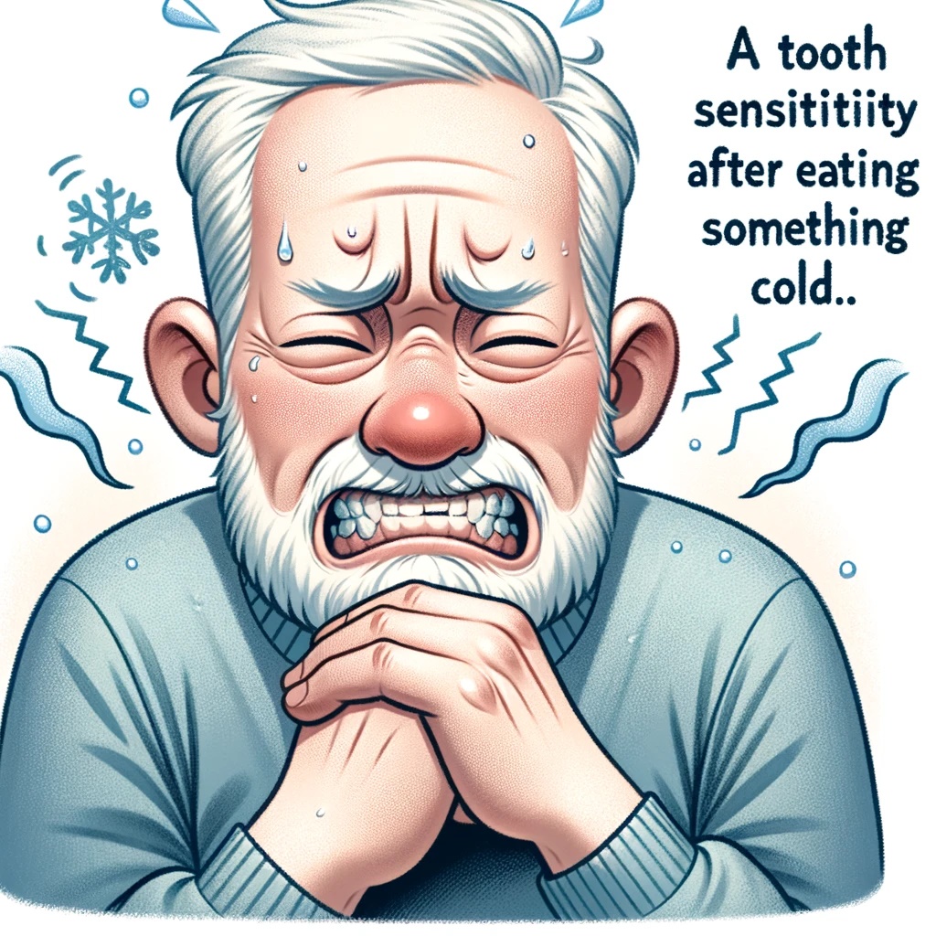 차가운 것을 먹었을 때 이빨 시림 증상이 나타난 이미지