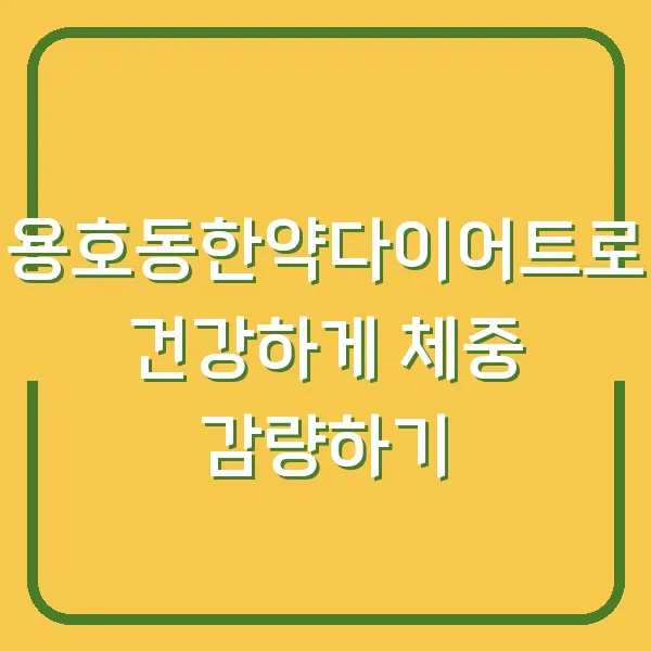 용호동한약다이어트로 건강하게 체중 감량하기