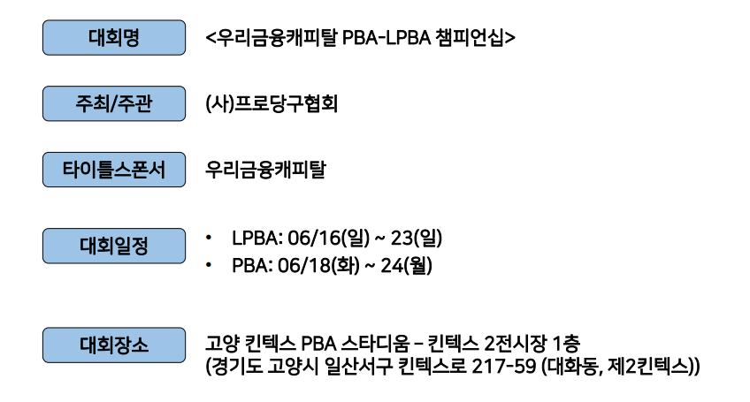 우리금융캐피탈 PBA LPBA 프로당구 대회개요