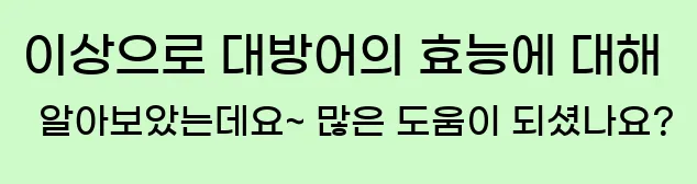  이상으로 대방어의 효능에 대해 알아보았는데요~ 많은 도움이 되셨나요?