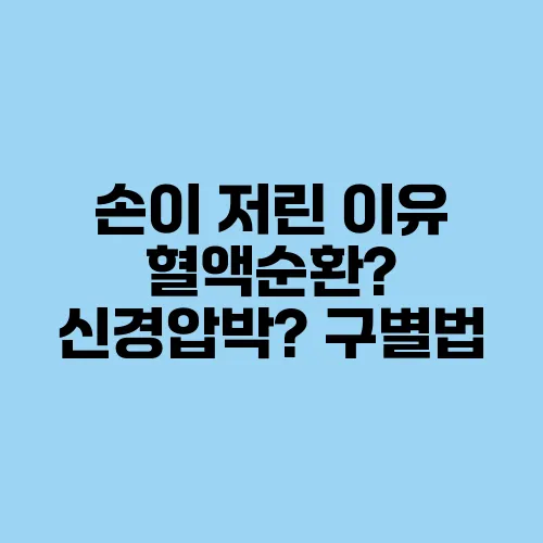 손이 저린 이유 혈액순환? 신경압박? 구별법