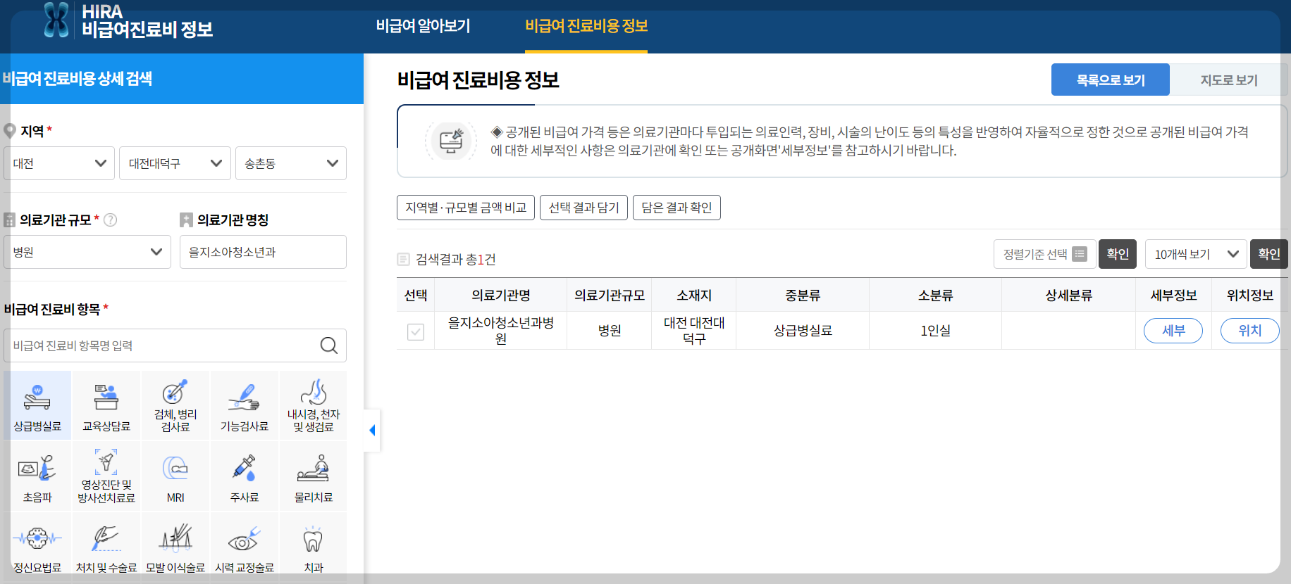 1인실 입원 비용 청구