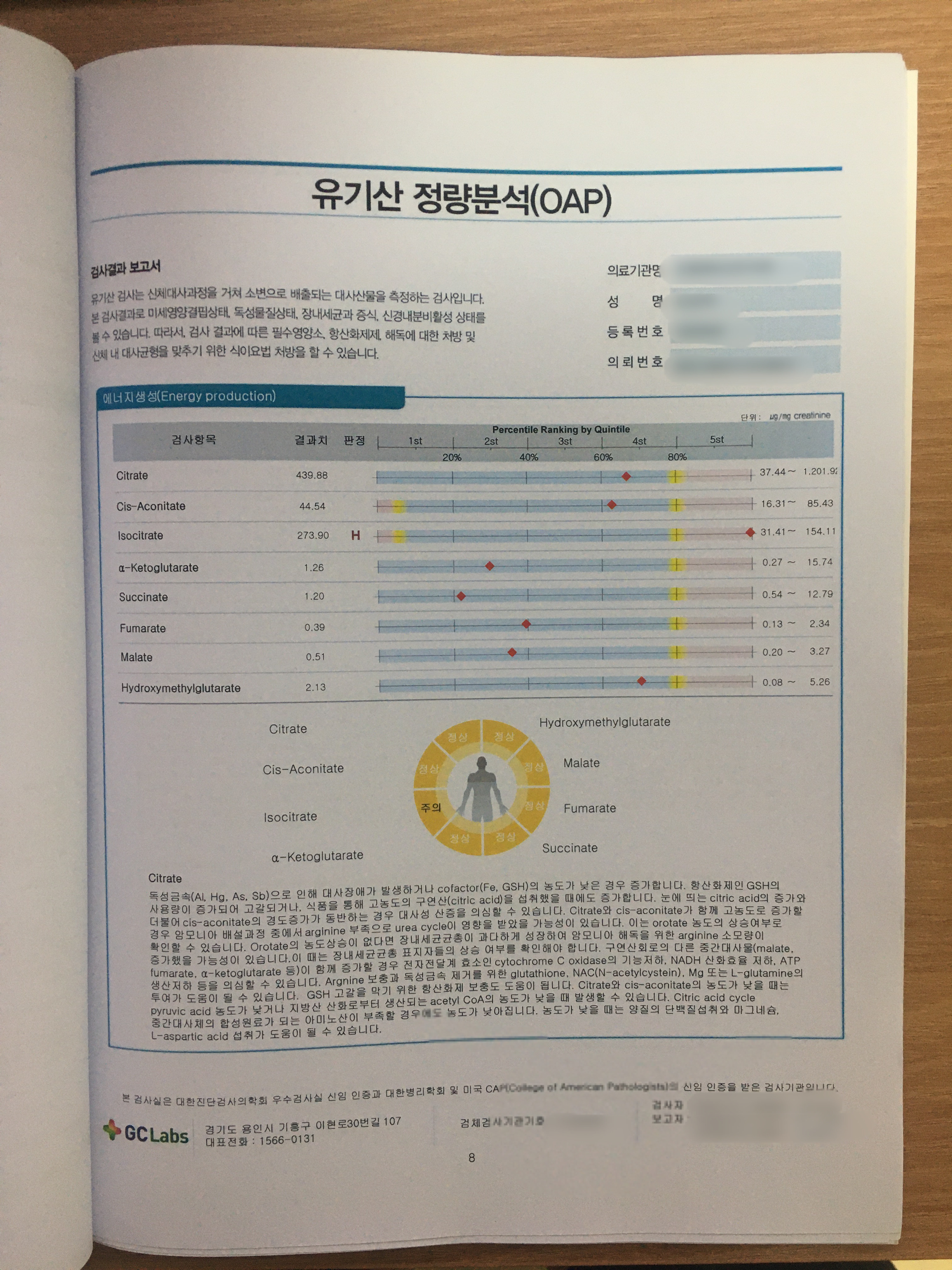 유기산 검사 지표