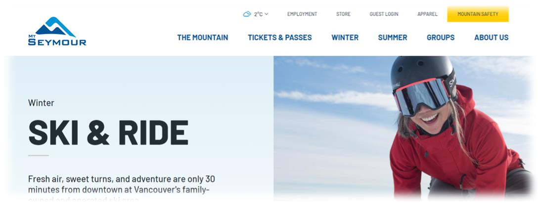 캐나다 밴쿠버 Mt Seymour Resort (마운트 시모어 리조트) 스키장 (스키/스노보드 티켓 & 패스 시즌권 구매 요금...) 홈페이지