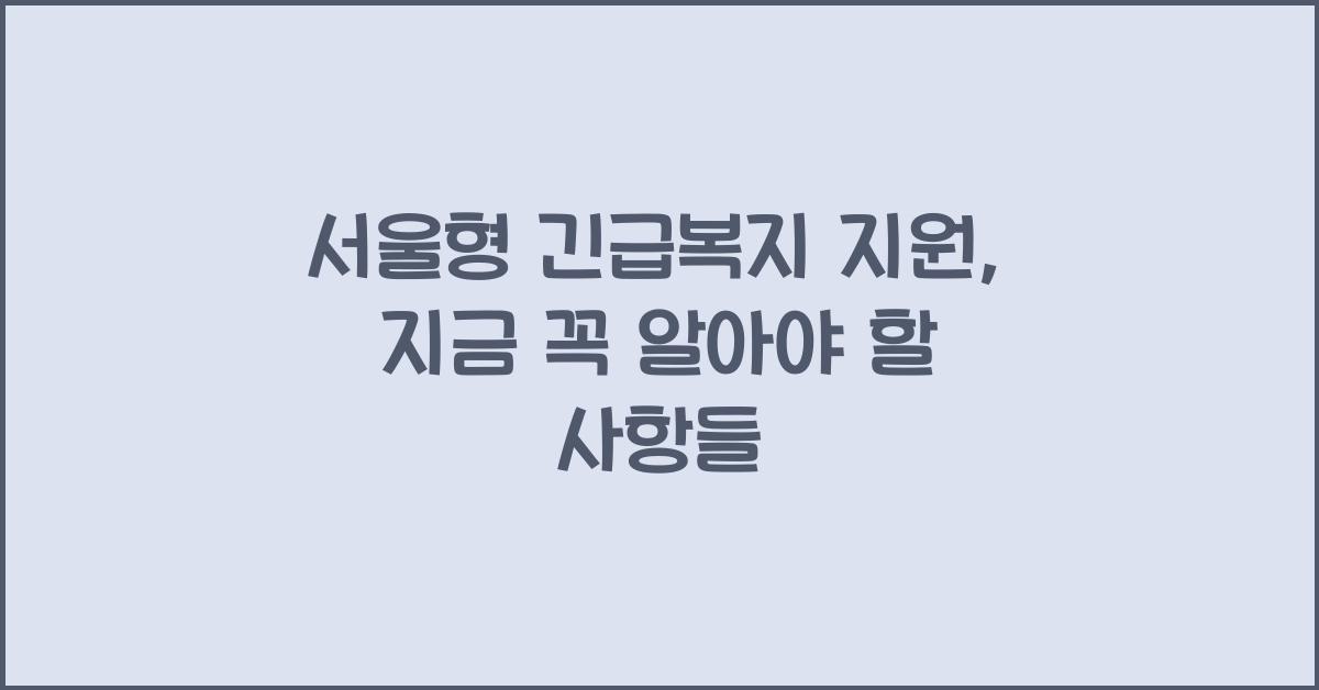 서울형 긴급복지 지원