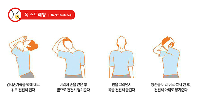  [대한민국] 사무실에서 쉽게 따라하는 스트레칭 / 사무직 거북목 어깨결림 근육통 / 스트레칭 운동 체조 순서 효과 방법 종류 밴드 자세