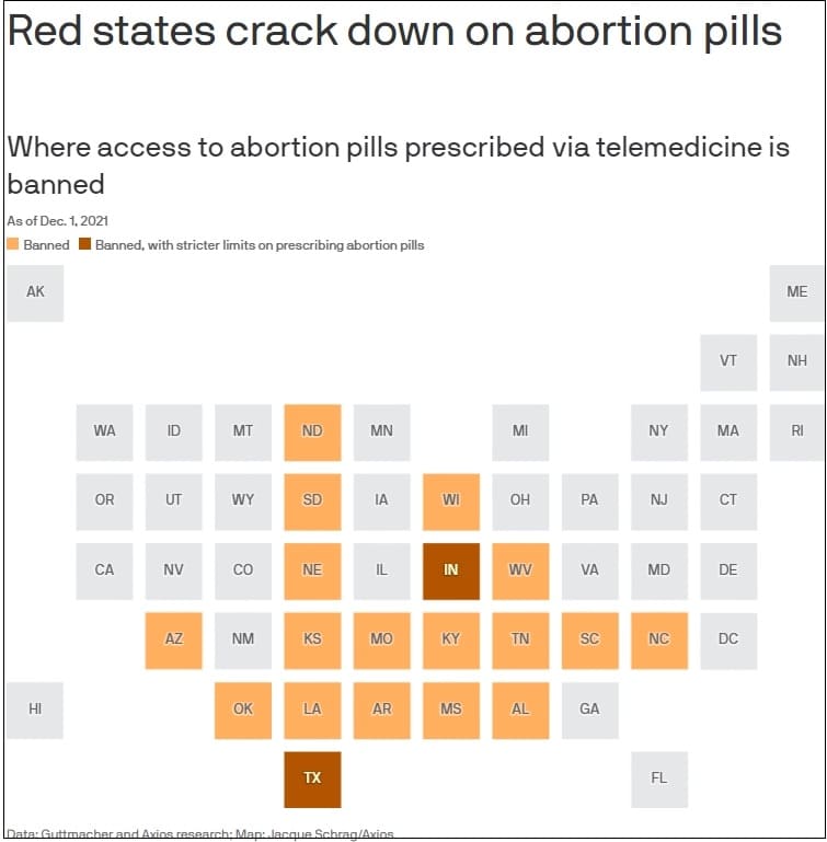 미국 낙태 금지 본격화..낙태 금지 예상 주 The state of abortion in America