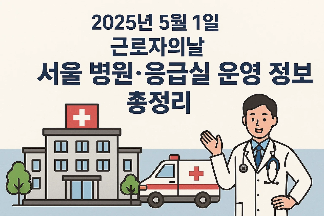 2025년 5월 1일 근로자의날, 서울 병원·응급실 운영 정보 총정리!