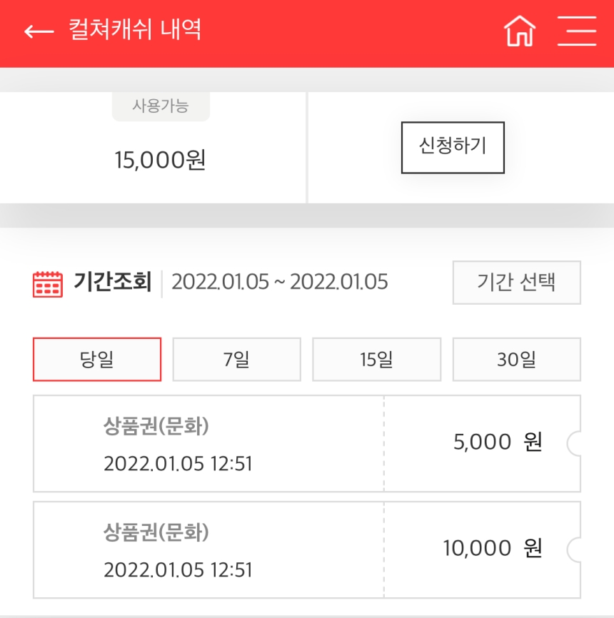 컬쳐캐쉬 내역