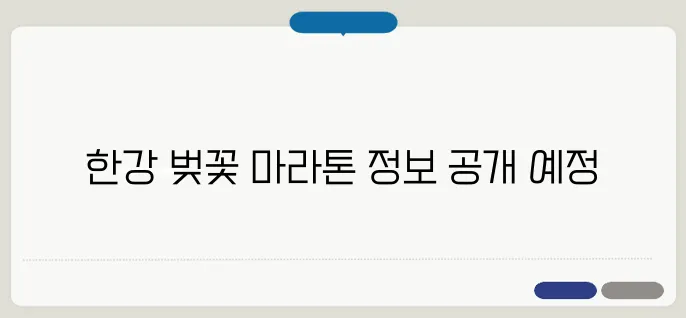한강 벚꽃 마라톤 완전 정리! 코스·접수·일정 안내