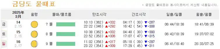 금당도 물때