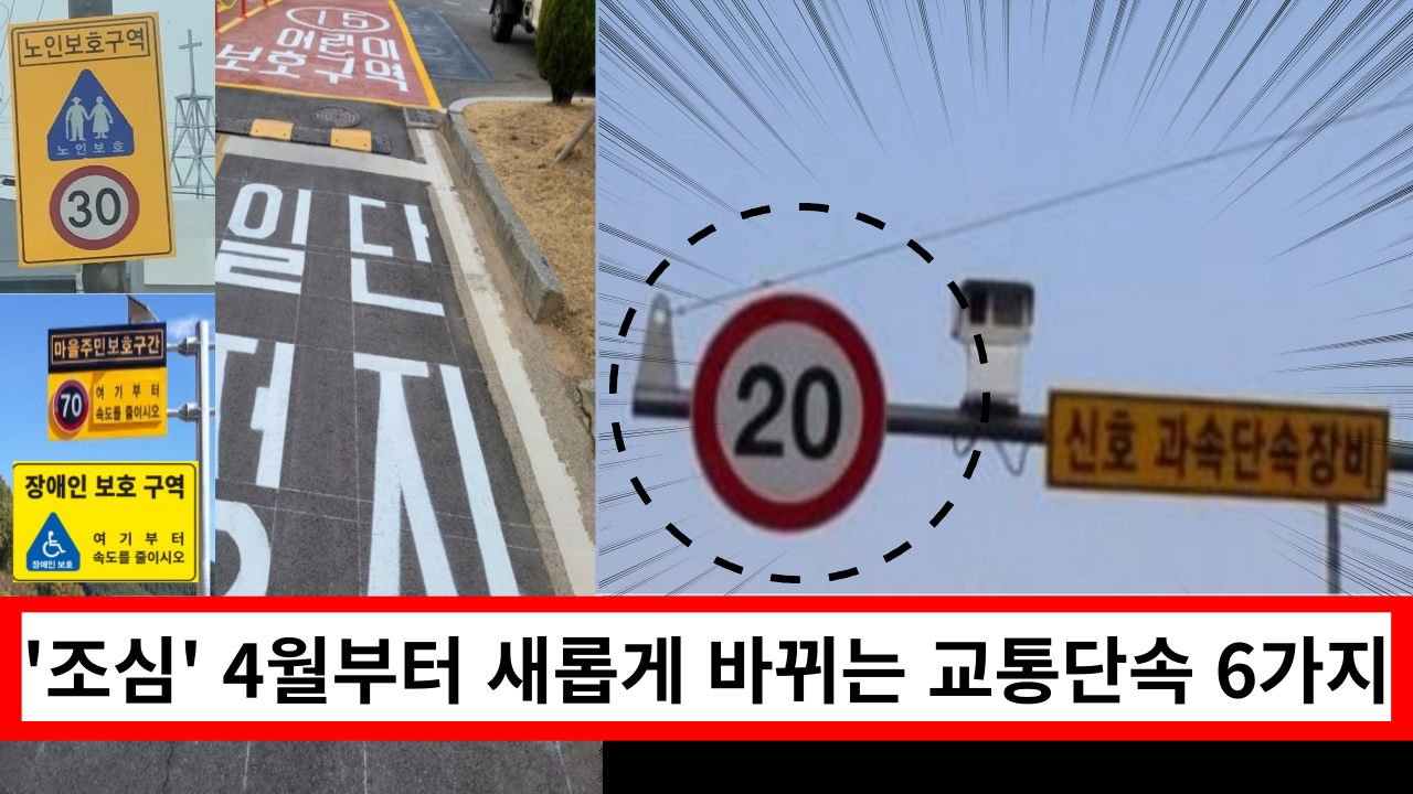  4월부터 새롭게 바뀌는 교통 정책 6가지, 잘못하면 과태료 10만원 부과 됩니다.   (제한 속도 20km 이하 지역 신설)