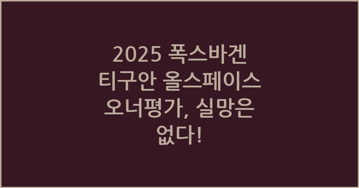 2025 폭스바겐 티구안 올스페이스 오너평가