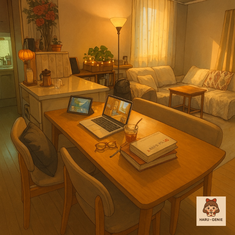 따뜻한 거실과 책상 Warm living room and cozy desk