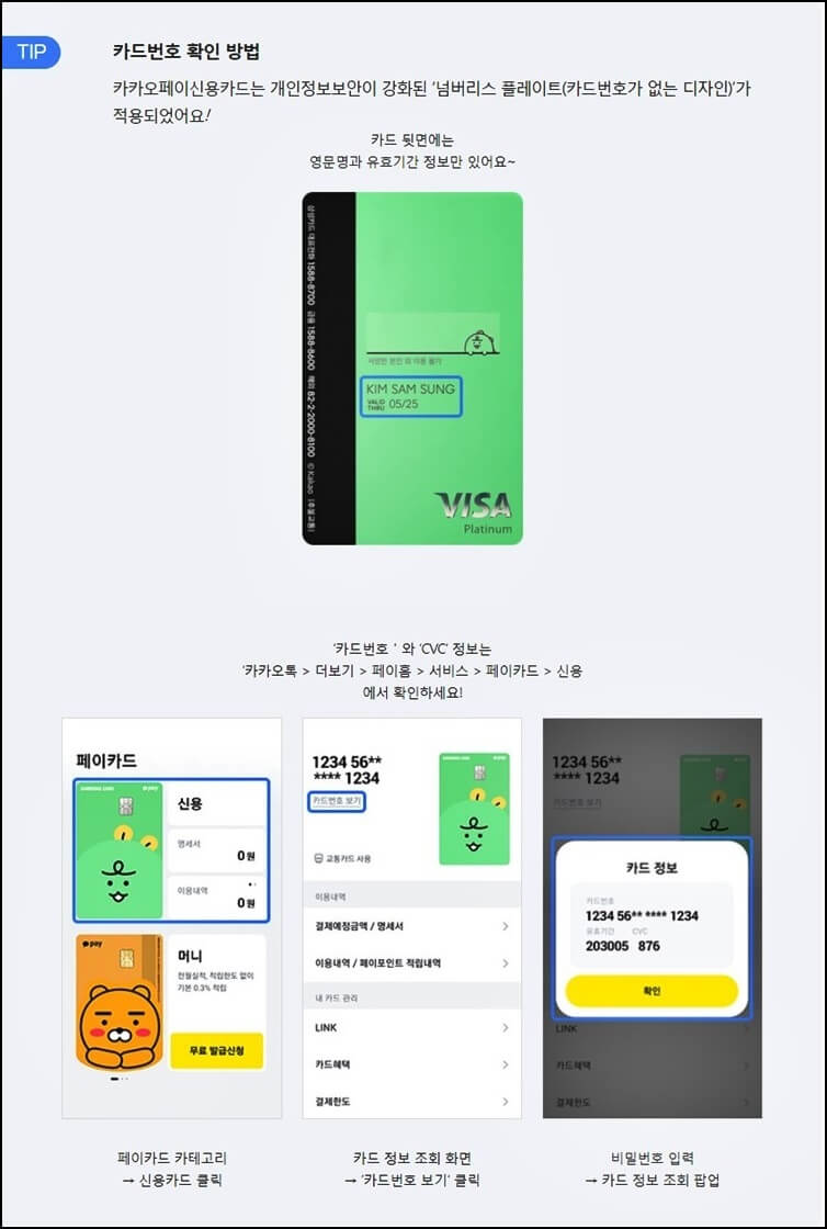 카카오페이-신용카드-카드번호-확인방법