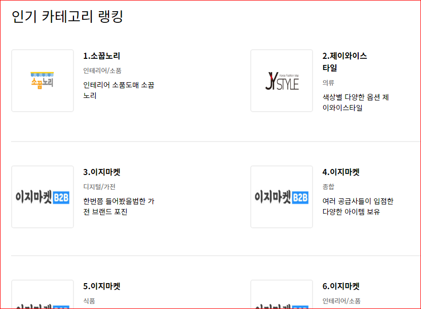 인기 카테고리 랭킹