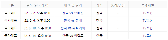 국가 대표 축구 중계