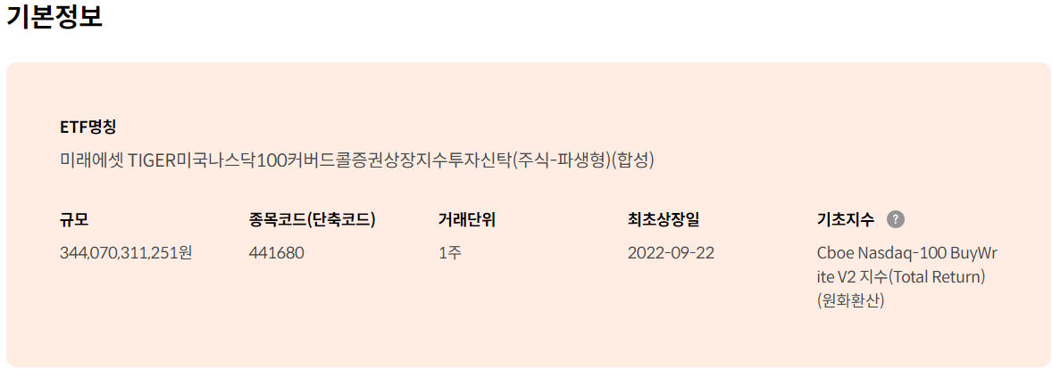 미래에셋TIGER미국나스닥100커버드콜