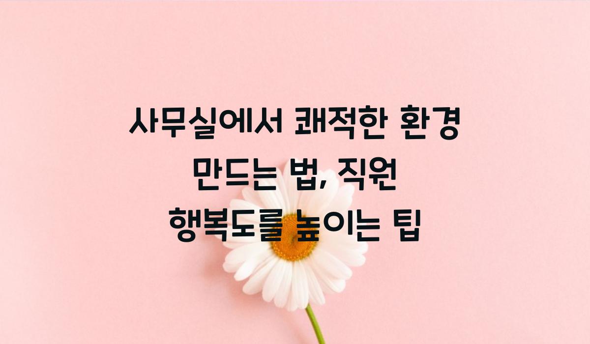사무실에서 쾌적한 환경 만드는 법