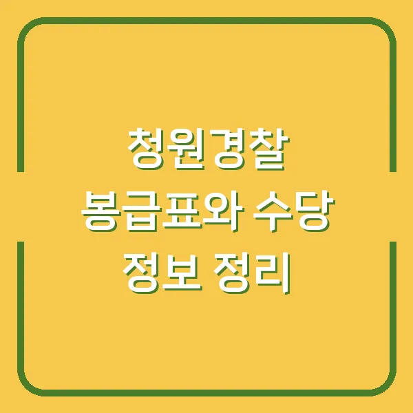 청원경찰 봉급표와 수당 정보 정리