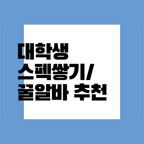  반수생/대학생이 할 수 있는 꿀알바 추천
