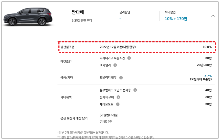  산타페 최대600만원할인 프로모션
