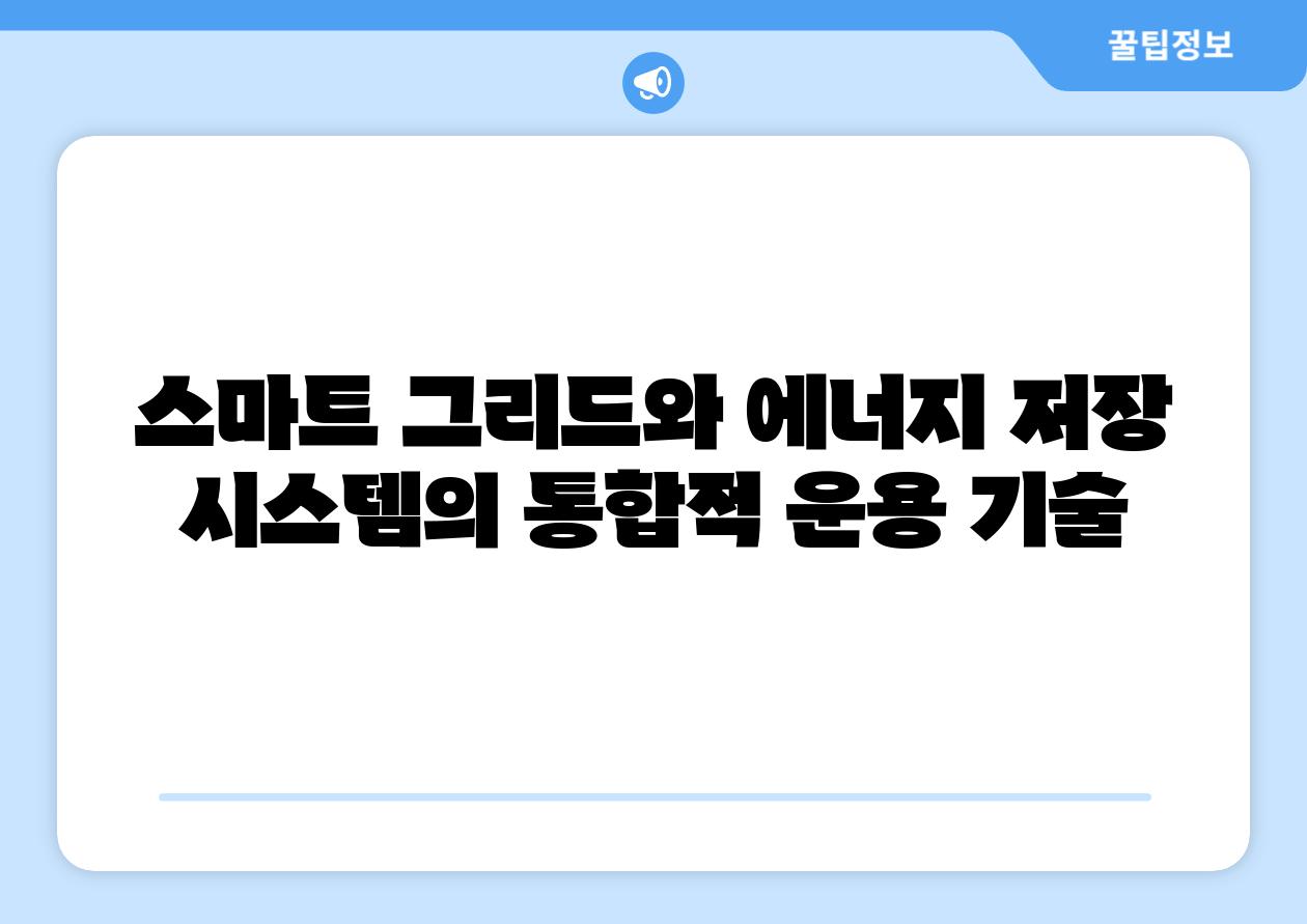 스마트 그리드와 에너지 저장 시스템의 통합적 운용 기술