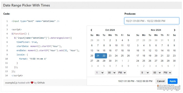[해피CGI][cgimall] Date Range Picker