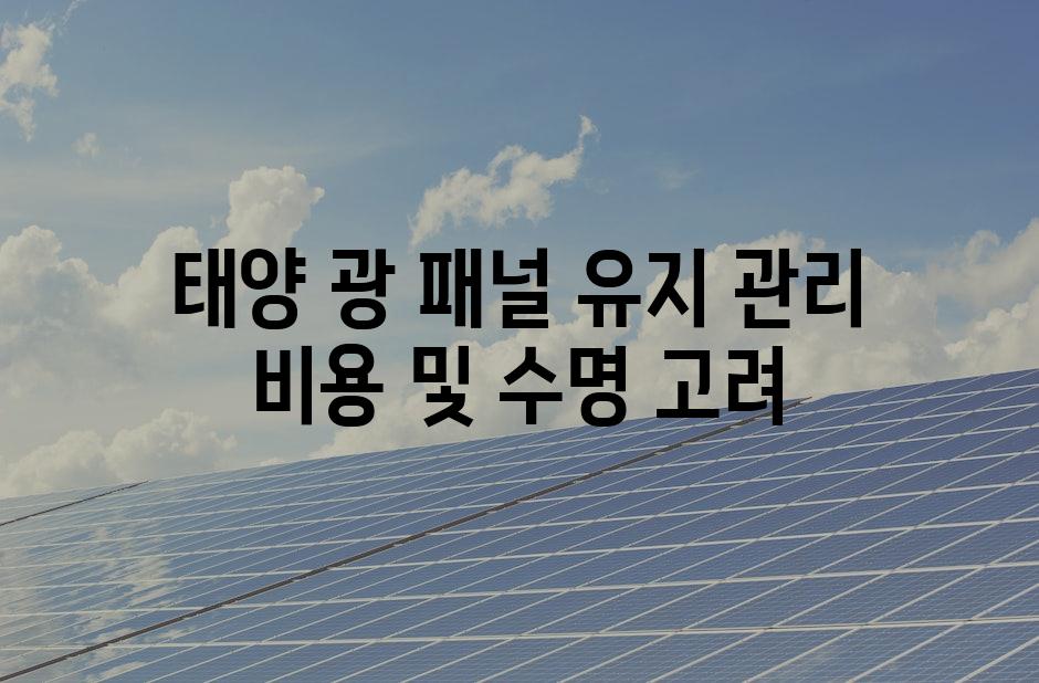 태양 광 패널 유지 관리 비용 및 수명 고려