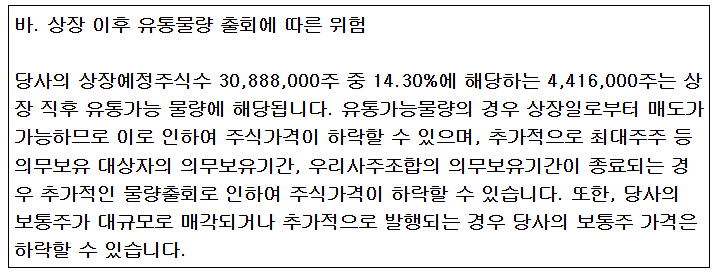 하이젠알앤엠 상장 직후 유통물량