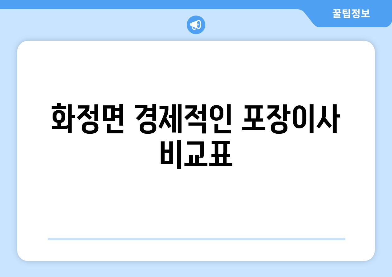 화정면 경제적인 포장이사 비교표