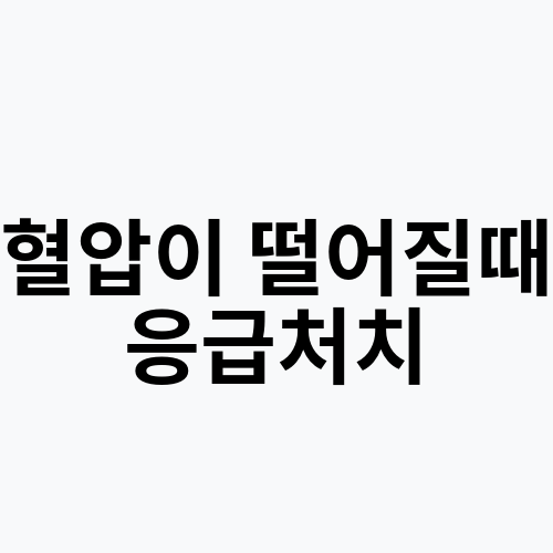 혈압이 떨어질때 응급처치