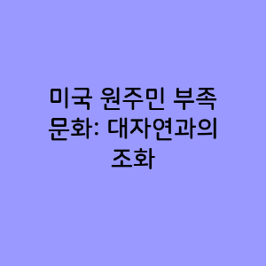 미국 원주민 부족 문화