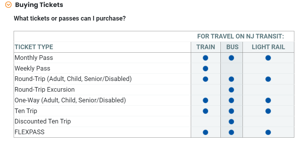 뉴저지 교통앱 판매 티켓: NJ TRANSIT Mobile App