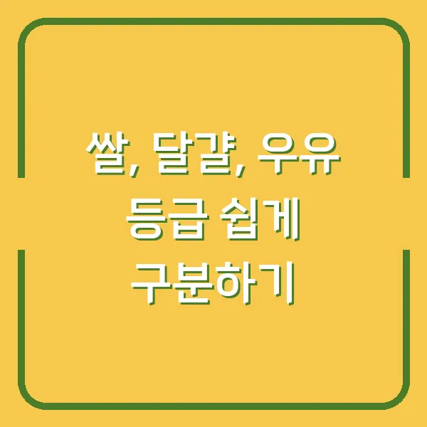 쌀, 달걀, 우유 등급 쉽게 구분하기