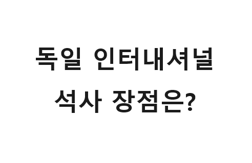  독일 대학 인터내셔널 석사(영어 석사) 장점은 이렇습니다.